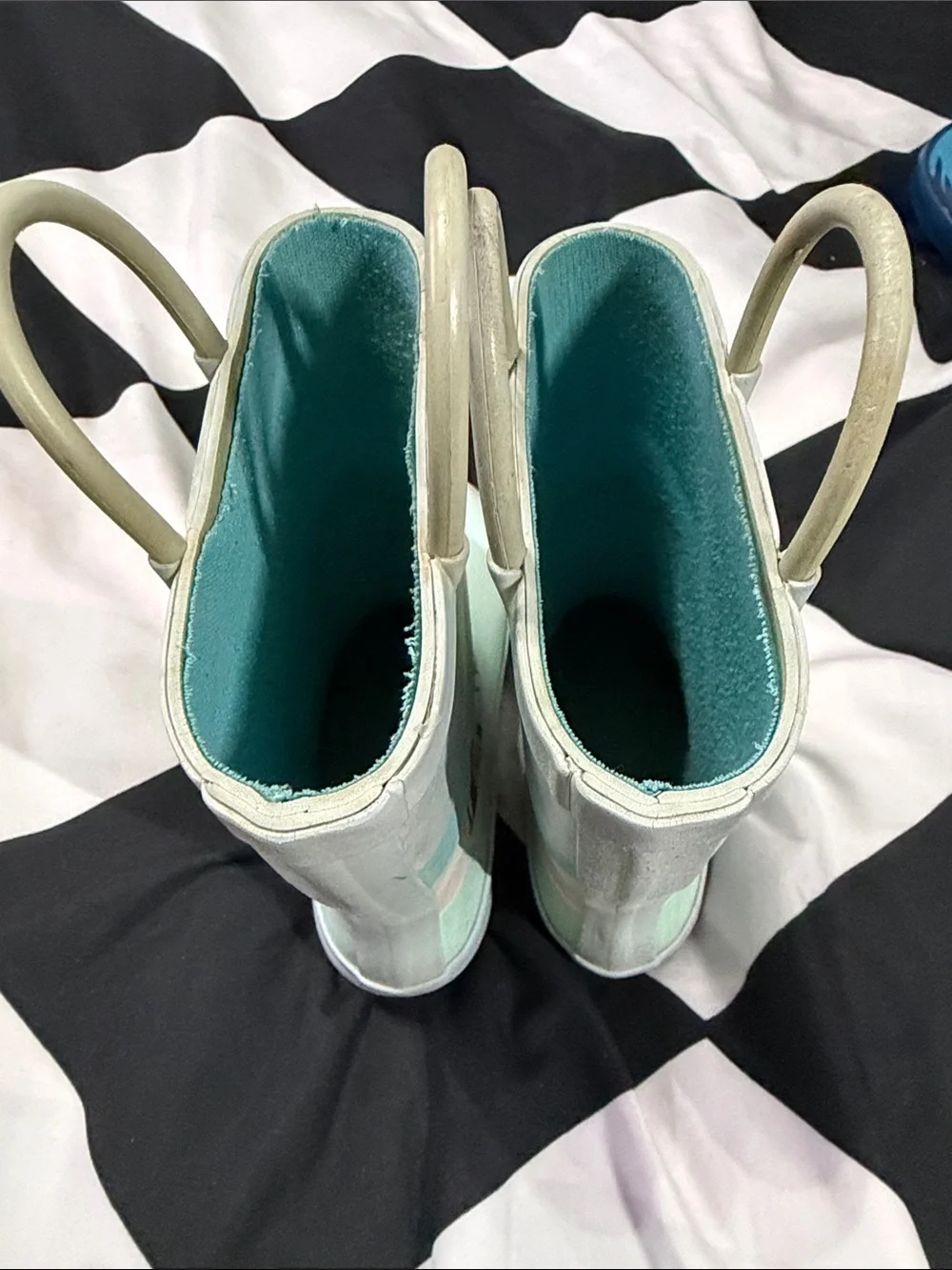 Kids Waterproof Rain Boots - Mint & Navy 2(Pair) boys size 10